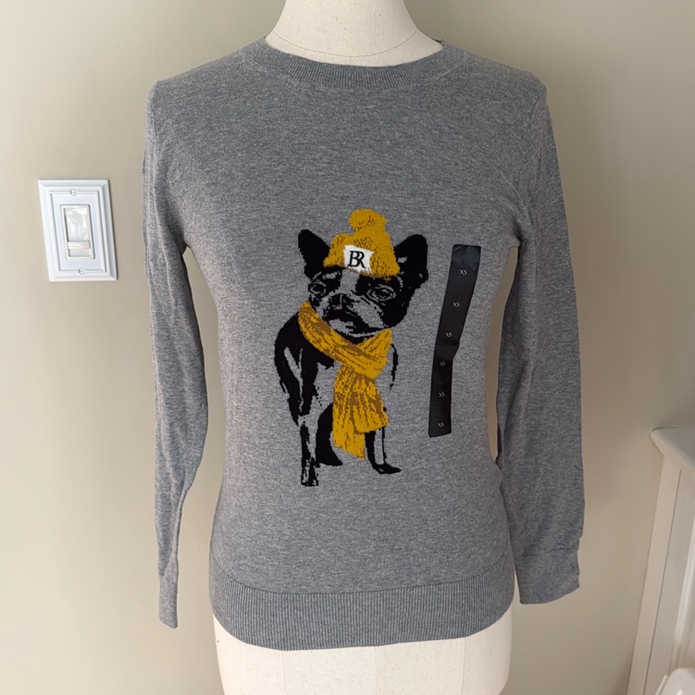 NWT Banana Republic light weight French bulldog sweater size XS